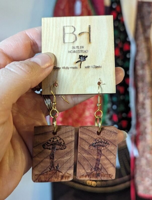 Burned Mushroom Earrings