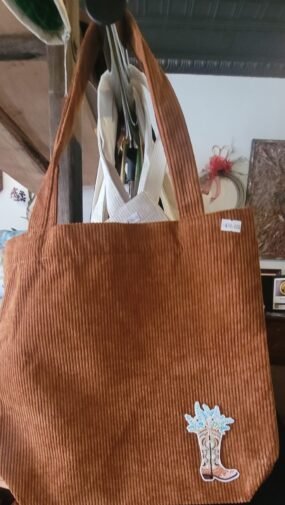 Cowboy Boot corduroy tote bag